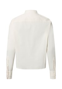 Long-sleeve shirt in off-white fabric, featuring a classic collar, buttoned cuffs, and a straight cut with a minimalistic design.