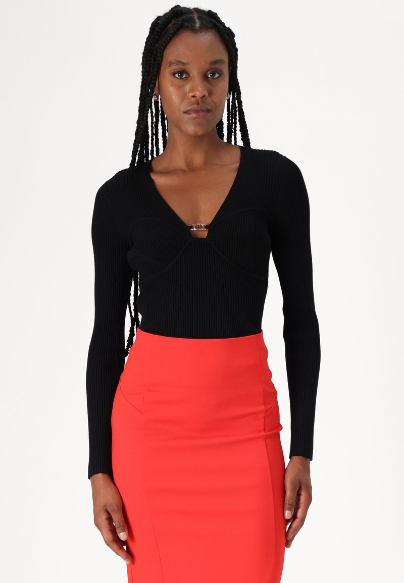 Jupe Crayon Midi Rouge Eastex - Taille 12 - Femme - Mélange Polyester/laine