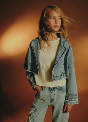 Calliope, CAPOSPALLA APPLICAZIONI - Giacca di jeans - blu denim medio chiaro
