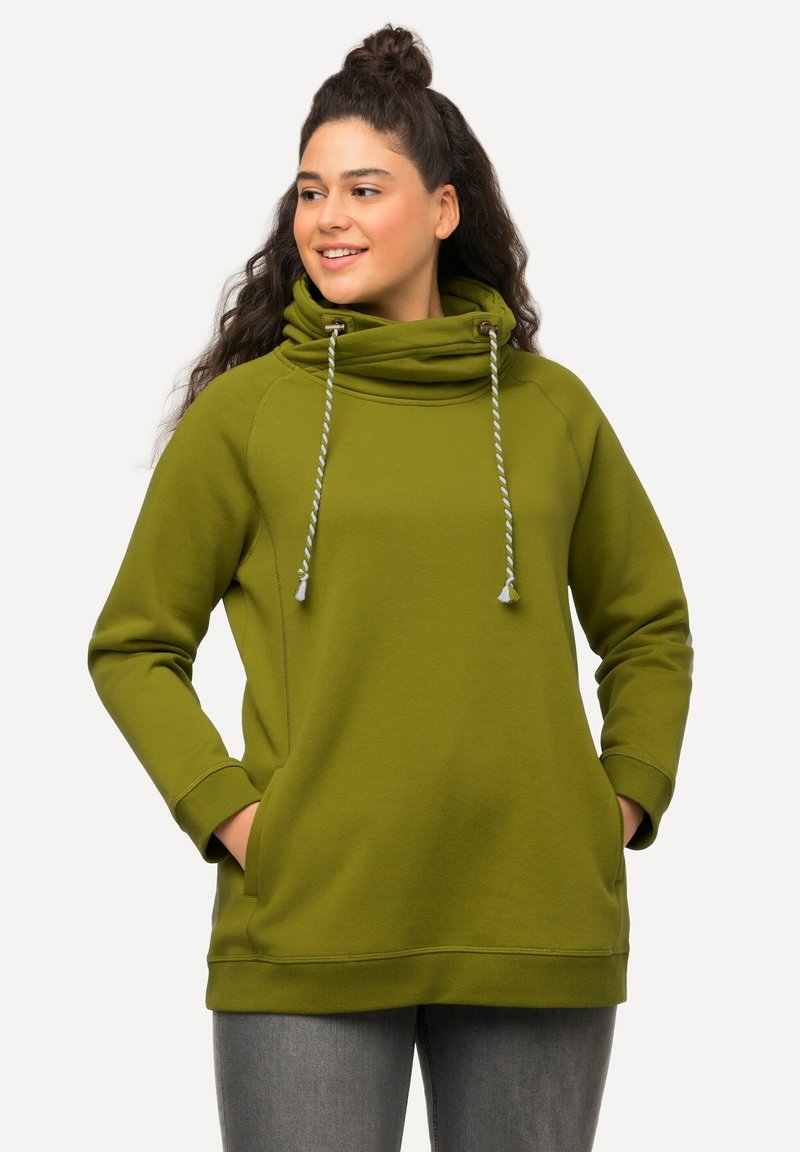 Ulla Popken MIT STEHKRAGEN RAGLANFORM LANGE ÄRMEL  - Felpa - oliv