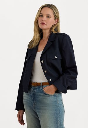 CROPPED WOOL BLEND TWILL JACKET - Blazer - navy
