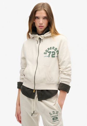 Superdry & Co ATHLETIC ESSENTIALS CROP - Sudadera con cremallera - turtledove cream