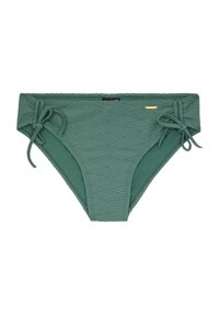 Žalias bikini apačioje su tekstūruotu deimantų raštu, reguliuojamomis šoninėmis juostelėmis ir mažai metaline detalę. Pagaminta iš elastingos maudymosi medžiagos.