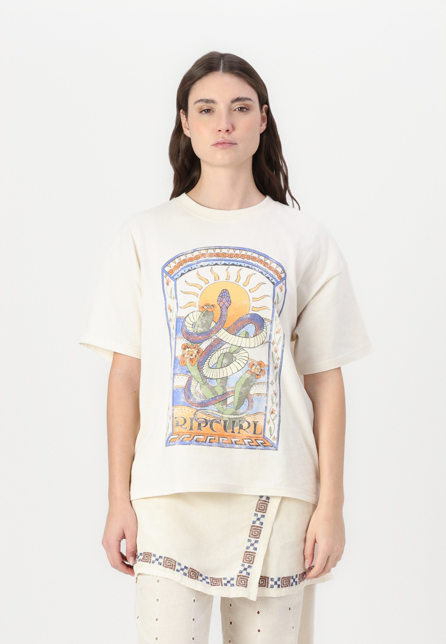 ICHI IXKATHRIN SS2 - Basic T-shirt - cloud dancer w racing