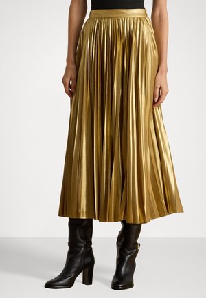 PLEATED METALLIC - A-linjainen hame - relic gold/gold foil