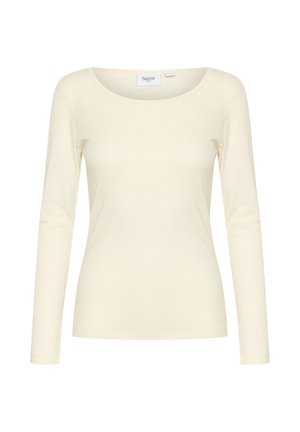 Hosszú ujjú póló puha, világos sárga anyagból, környakú, slim fit fazonú, minimalista varrásokkal a sima megjelenésért.
