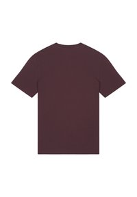 Mauve Kurzarm-T-Shirt aus Baumwolle. Verfügt über einen klassischen Rundhalsausschnitt und eine glatte Textur, ohne sichtbare Muster oder Logos.