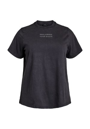 MIT NIETEN - Print T-shirt - grey wash reclaiming