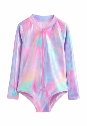 REGULAR FIT - LONG SLEEVE - Badeanzug - pink rainbow foil sequin