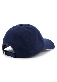 Tengerészkék baseball sapka ívelt karimával, strukturált anyagból, hátul állítható pánttal, mindkét oldalon két szellőzőnyílással.