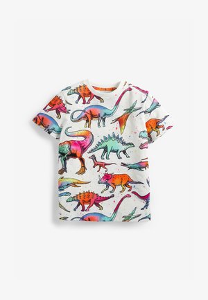 RAINBOW DINO ALL OVER - Triko s potiskem - white
