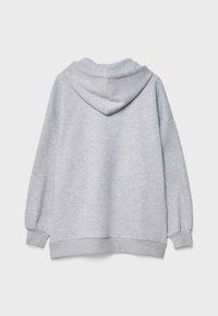 Felpa grigia con cappuccio, dal tocco morbido, presenta un cappuccio arrotondato e polsini e orlo a coste, progettata per una vestibilità comoda.