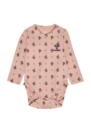 Langärmliger pinker Body mit floralem Muster, Druckknopfverschlüssen und einem Logo. Hergestellt aus einem weichen, dehnbarem Stoff für höchsten Komfort.