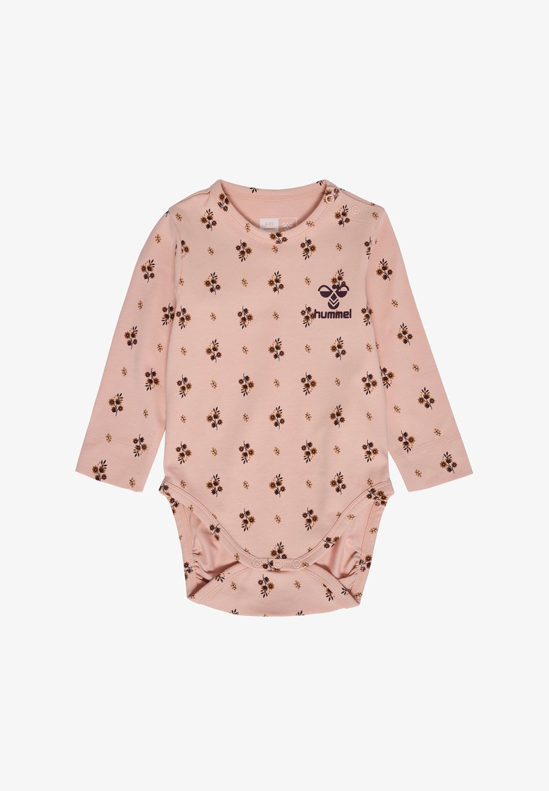 Langärmliger pinker Body mit floralem Muster, Druckknopfverschlüssen und einem Logo. Hergestellt aus einem weichen, dehnbarem Stoff für höchsten Komfort.