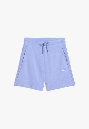 Pantalones cortos de color lila claro con cordón, bolsillos laterales y un pequeño logotipo blanco de Puma en la pierna izquierda.