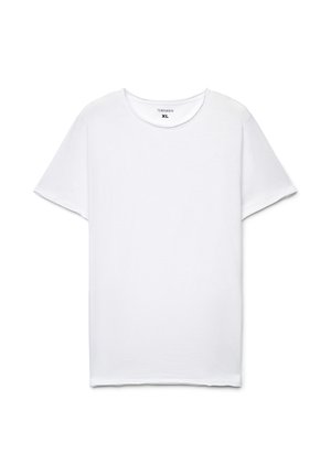 T-shirt bianca a maniche corte realizzata in tessuto morbido, con scollo rotondo e vestibilità comoda. L'etichetta riporta "Terranova" e la taglia "XL".