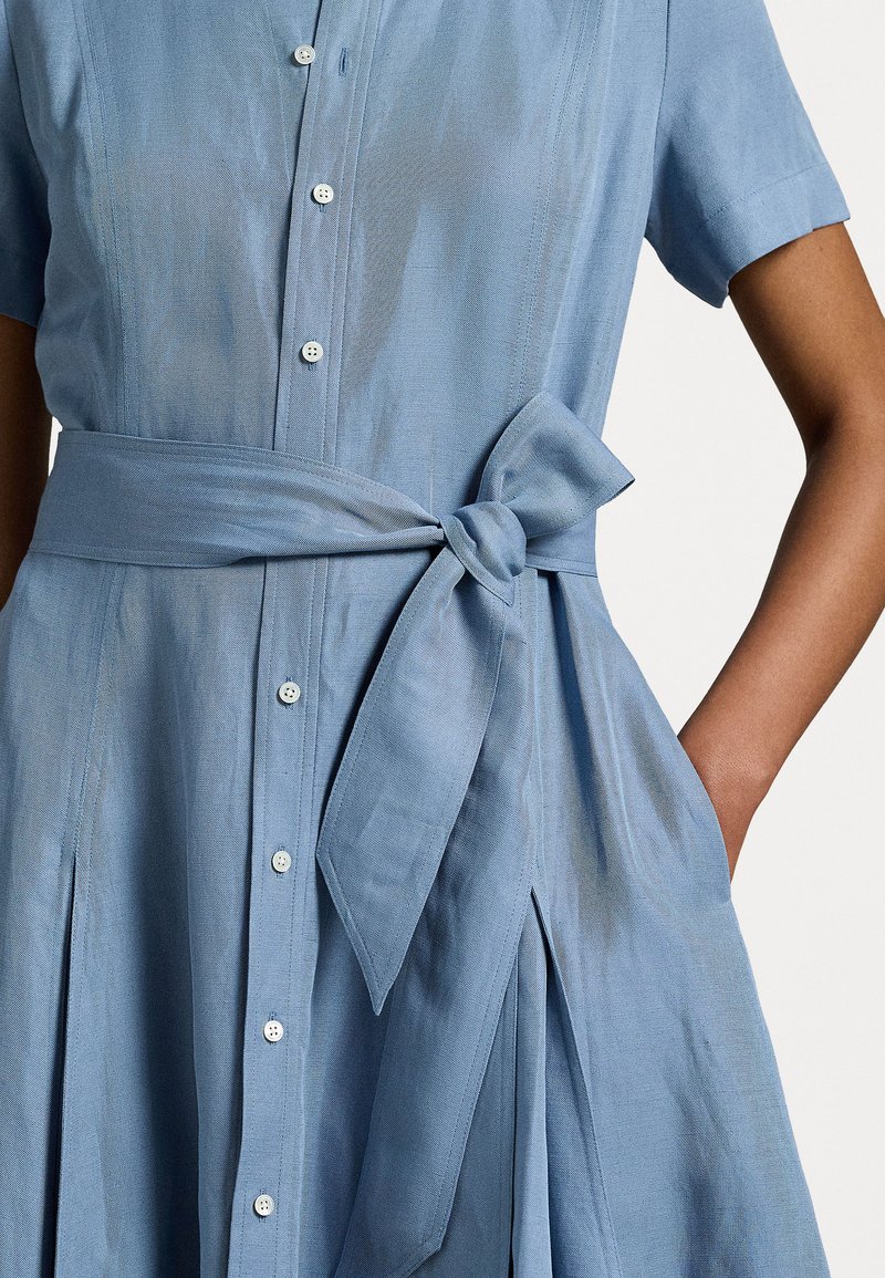 Polo Ralph Lauren BELTED SILK BLEND A LINE DRESS - Day dress - channel  blue/blue - Zalando.co.uk