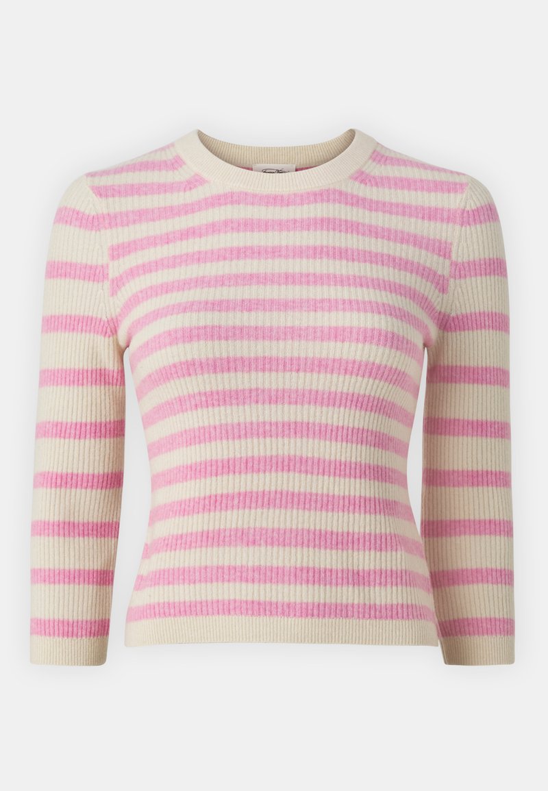 VERTBAUDET Sweat Rayé Fille Avec Volants Et Cœur - Vieux Rose 14A - Style Marin Irrésistible