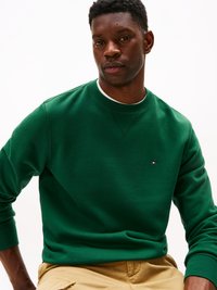 Πράσινη μπλούζα crew-neck από μαλακό υλικό, με μικρό κεντητό λογότυπο στο στήθος και ριμπ μανσέτες.