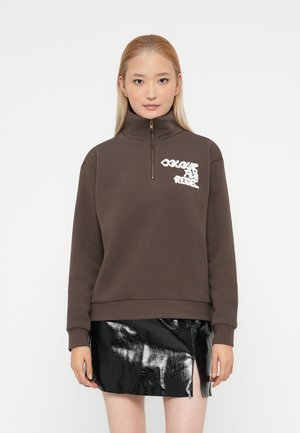UNI LOGO WAVE ZIP - Mikina - brown