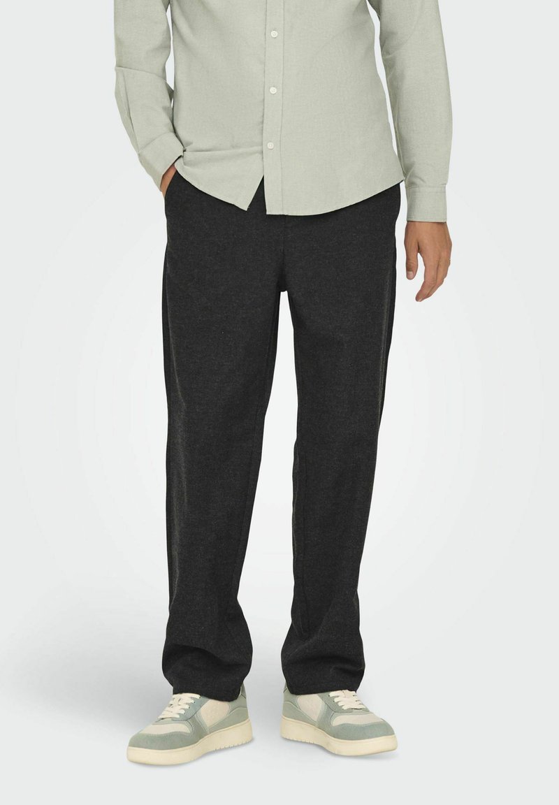 Only & Sons SINUS LOCKER GESCHNITTEN  - Stoffhose - black