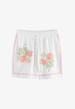 Next, REGULAR FIT - FLORAL CROSS STITCH BRODERIE SHORTS - Shorts - white