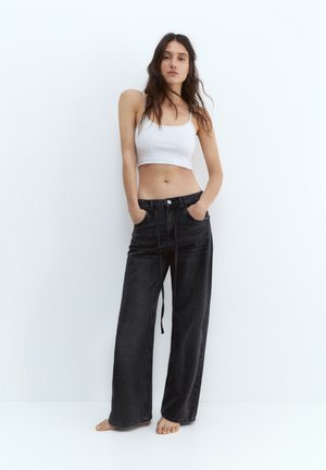 PULL&BEAR DRAWSTRING - BAGGY - Relaxed fit jeans - black