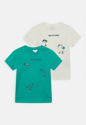 2 PACK - T-shirt con stampa - pepper green & brilliant white