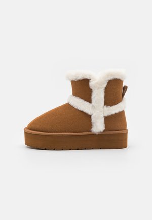 LEATHER - Bottines à plateau - cognac