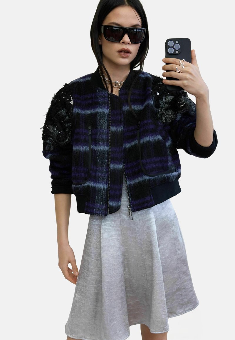 Blouson Bomber Bouffant Femme - Manches Ballons, Col Revers, Fermeture éclair - Streetwear Décontracté