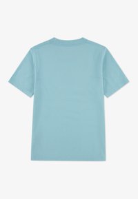 Ανοιχτό γαλάζιο κοντομάνικο μπλουζάκι από απαλό βαμβάκι, με λαιμόκοψη και απλή, λεία υφή στην πλάτη.