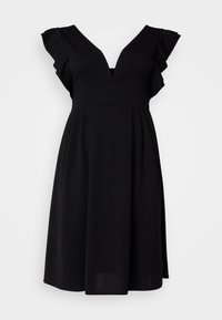 LUCIA V NECK FRILL SKATER DRESS - Haljina od žerseja - black