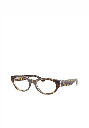 Occhiali con motivo tartarugato dal design elegante e angolare. Lenti ovali inserite in una montatura in plastica audace con un dettaglio logo sottile.