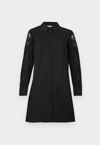 Fekete ingruhák hosszú ujjakkal, gombos elülső résszel és csipkerésszel az ujjakon. Klasszikus gallér és egyenes sziluett jellemzi.