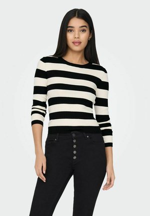 O-NECK STRIPE - Pullover - black