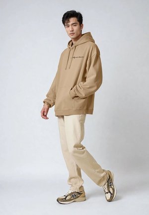 PARLEZ MOI DAMOUR EMBROIDERY UNISEX VINTAGE - Hoodie - beige