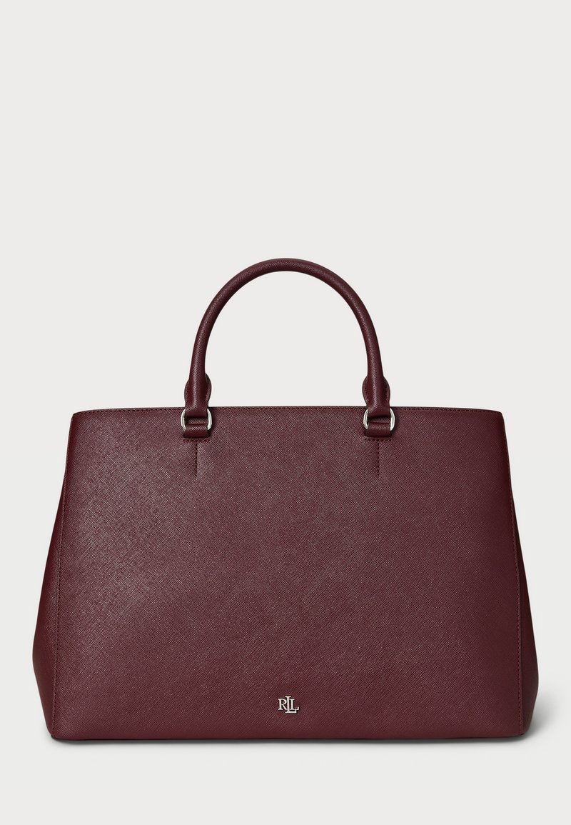 Lauren Ralph Lauren CROSSHATCH LEATHER LARGE HANNA SATCHEL - Τσάντα χειρός - dark garnet