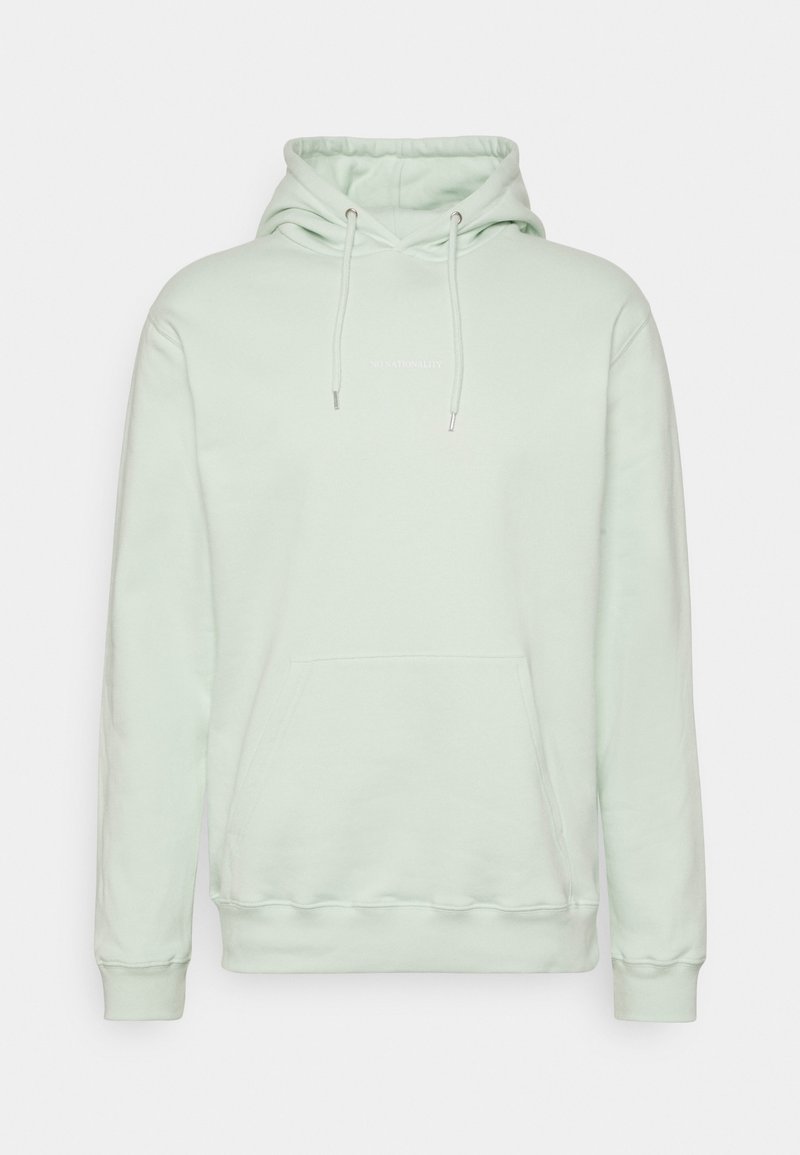 Sweat à capuche léger vert clair avec poche kangourou à l'avant et capuche à cordon, présenté sur un fond uni.