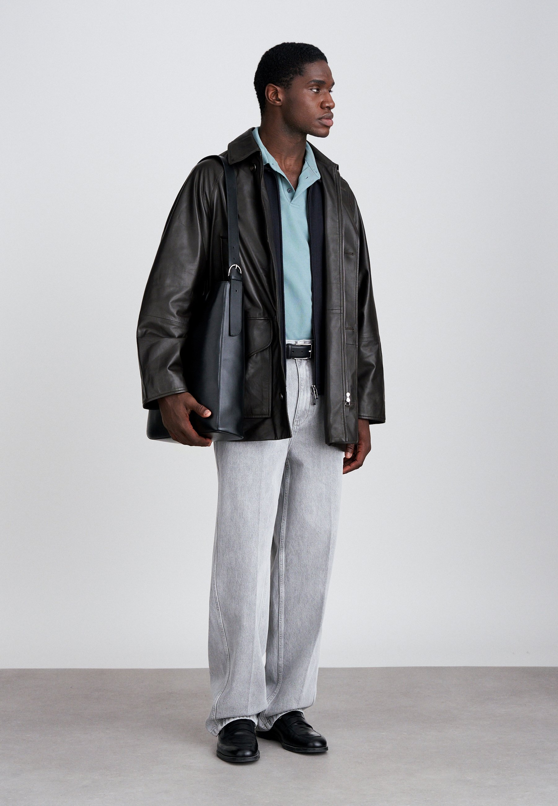 Emporio Armani JACKET - Leather jacket - black - Zalando.co.uk