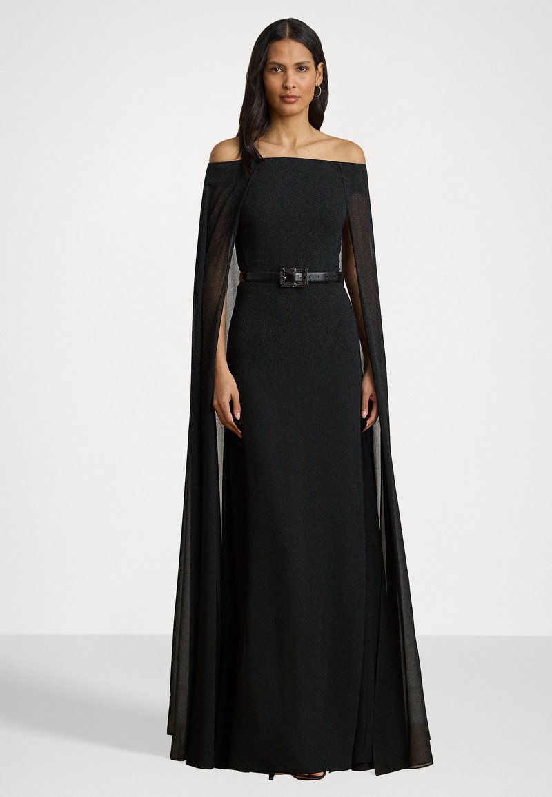 lauren ralph lauren long black dress Sakaris-Long Sleeve-Gown - LAUREN RALPH LAUREN