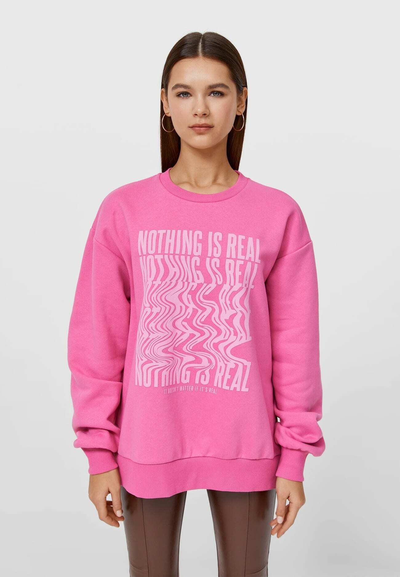 Stradivarius MIT VERZERRTEM PRINT - Sweatshirt - mottled pink/fuschia -  ZALANDO.FR