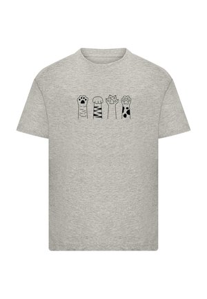 CAT PAWS - Print T-shirt - heather grey