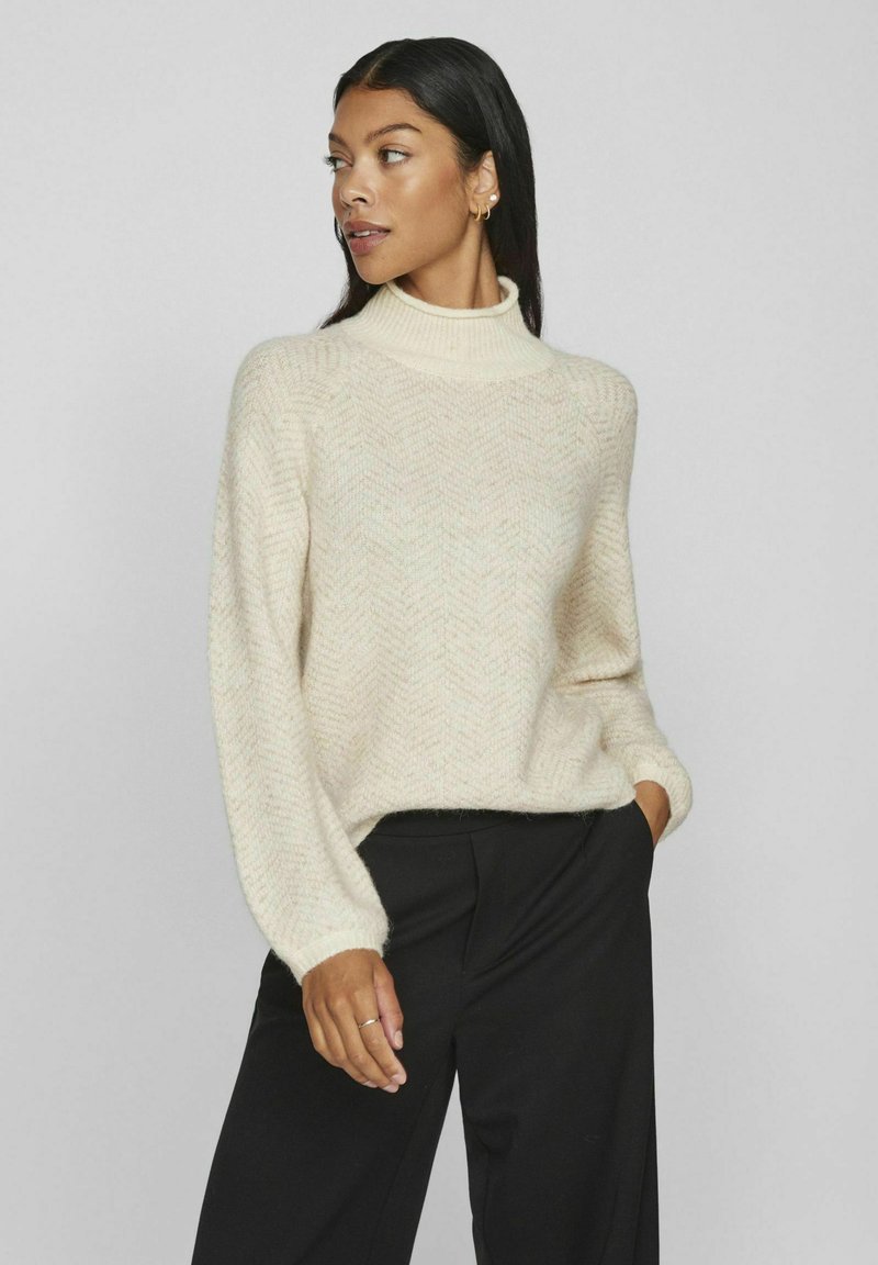 VILA NECK - Jersey de punto - eggnog