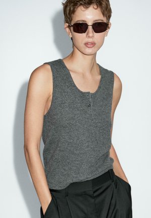 WITH BUTTON DETAILS - Top - grey