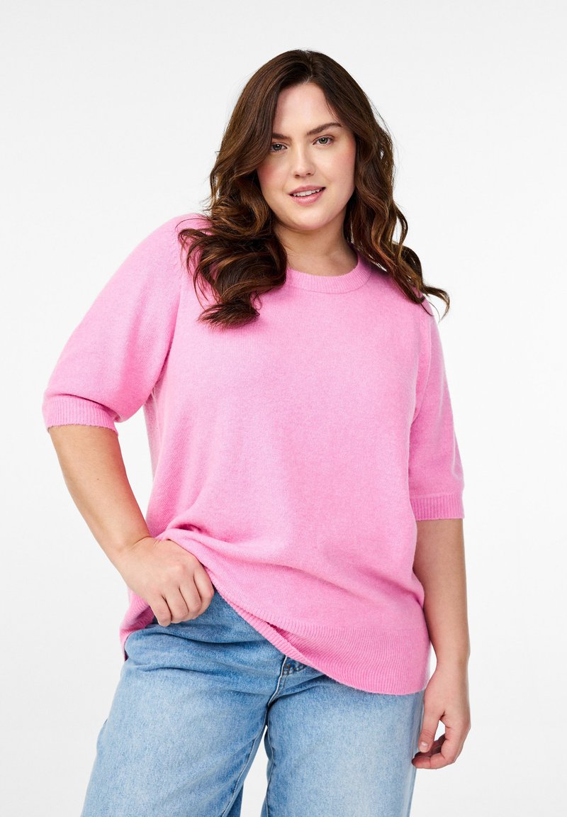 Zizzi T-shirts basic - begonia pink mel