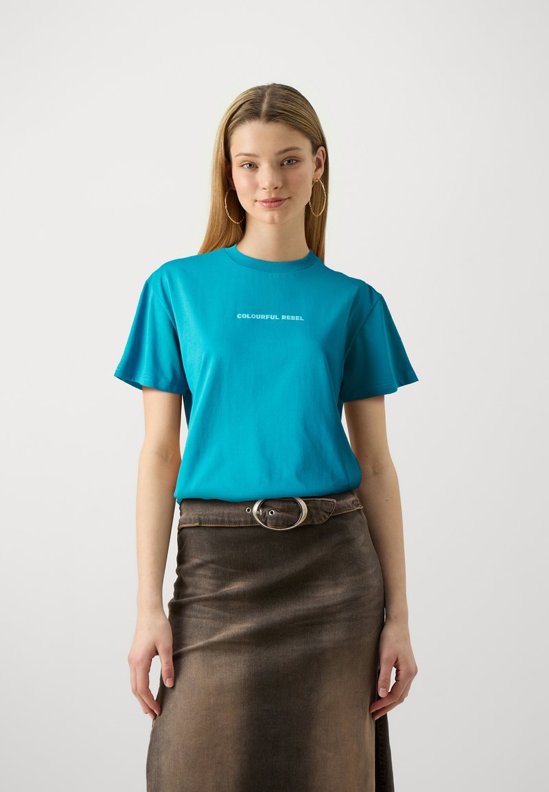 Colourful Rebel LOGO BOXY TEE - Βασικό μπλουζάκι - dark turquoise