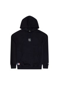 Navy-blaues Kapuzenpullover aus Baumwollmischung. Verfügt über eine Fronttasche, eine verstellbare Kapuze und ein weißes, gesticktes NY-Logo auf der Brust.