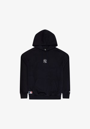 Navy blue huppari, joka on valmistettu puuvillasekoitteesta. Sisältää etutaskun, nyöri hupun ja valkoisen brodeeratun NY-logon rinnassa.