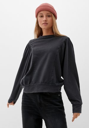 QS IN MELIERTER OPTIK - Sweatshirt - schwarz