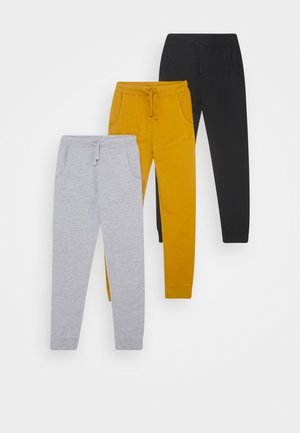 BASIC BOYS 3 PACK - Teplákové kalhoty - light grey/ochre/black
